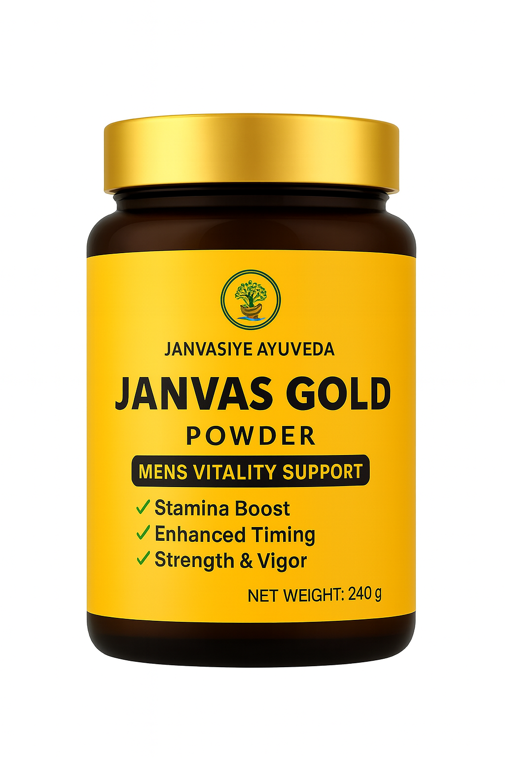Janvas Gold Ayurvedic Vitality Powder for Men – Boost Stamina, Strength & Timing (180g)